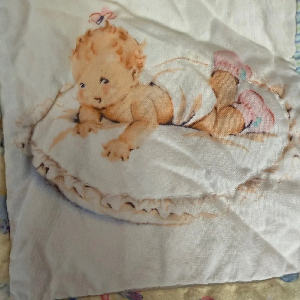 Pastel Yellow & Blue Baby Patchwork Quilt - Charming Nursery Bedding‎
